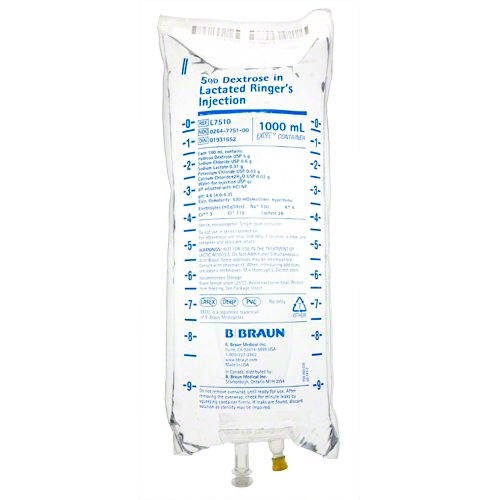 B Braun L7510 5% Dextrose in Lactated Ringer's Injection 1000mL B Braun L7510 5% Dextrose in Lactated Ringer's Injection 1000mL